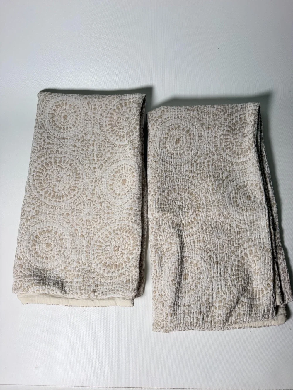Set of 2 Pottery Barn Cotton Jacquard Medallion Shams - king size